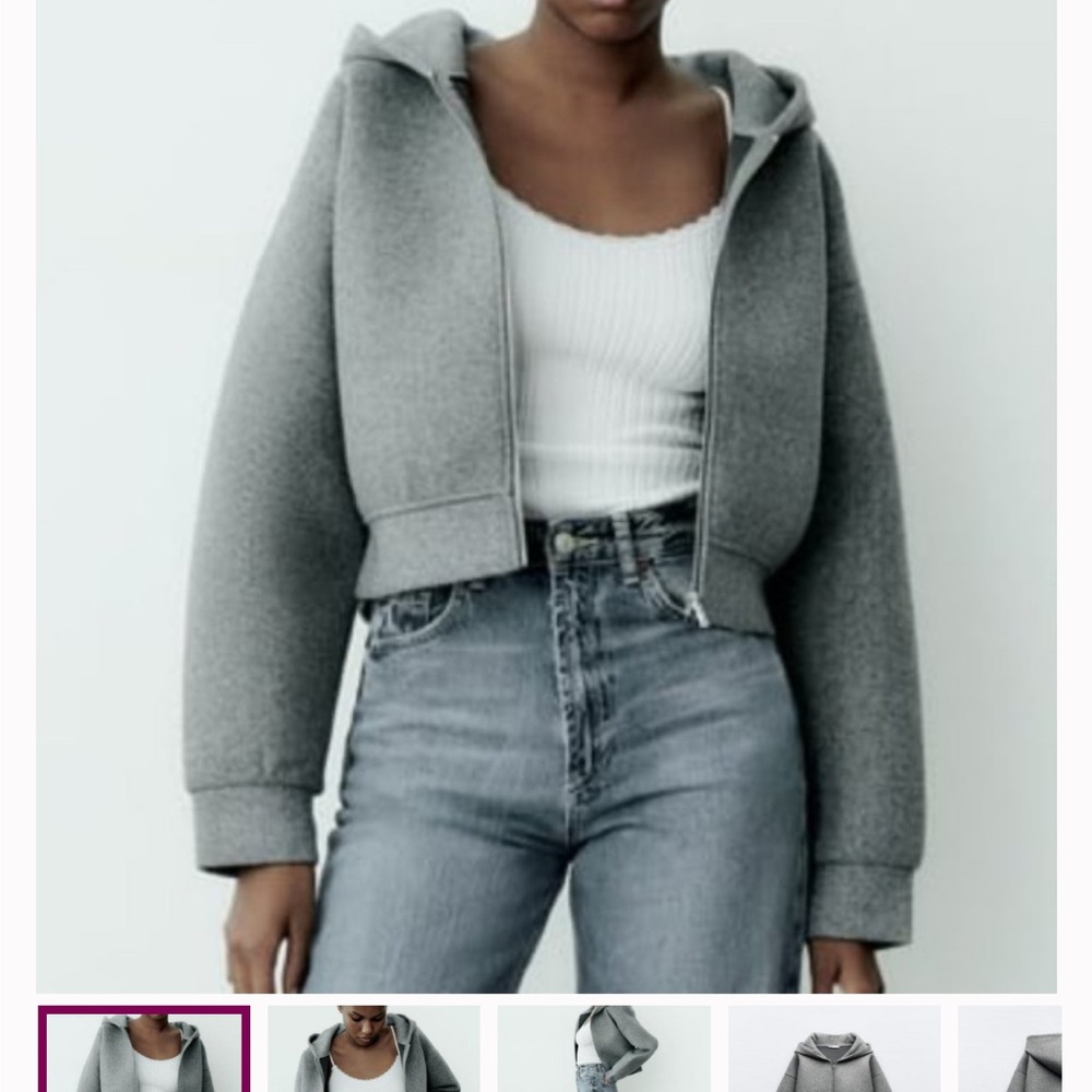 Zara Gray Hooded Jacket